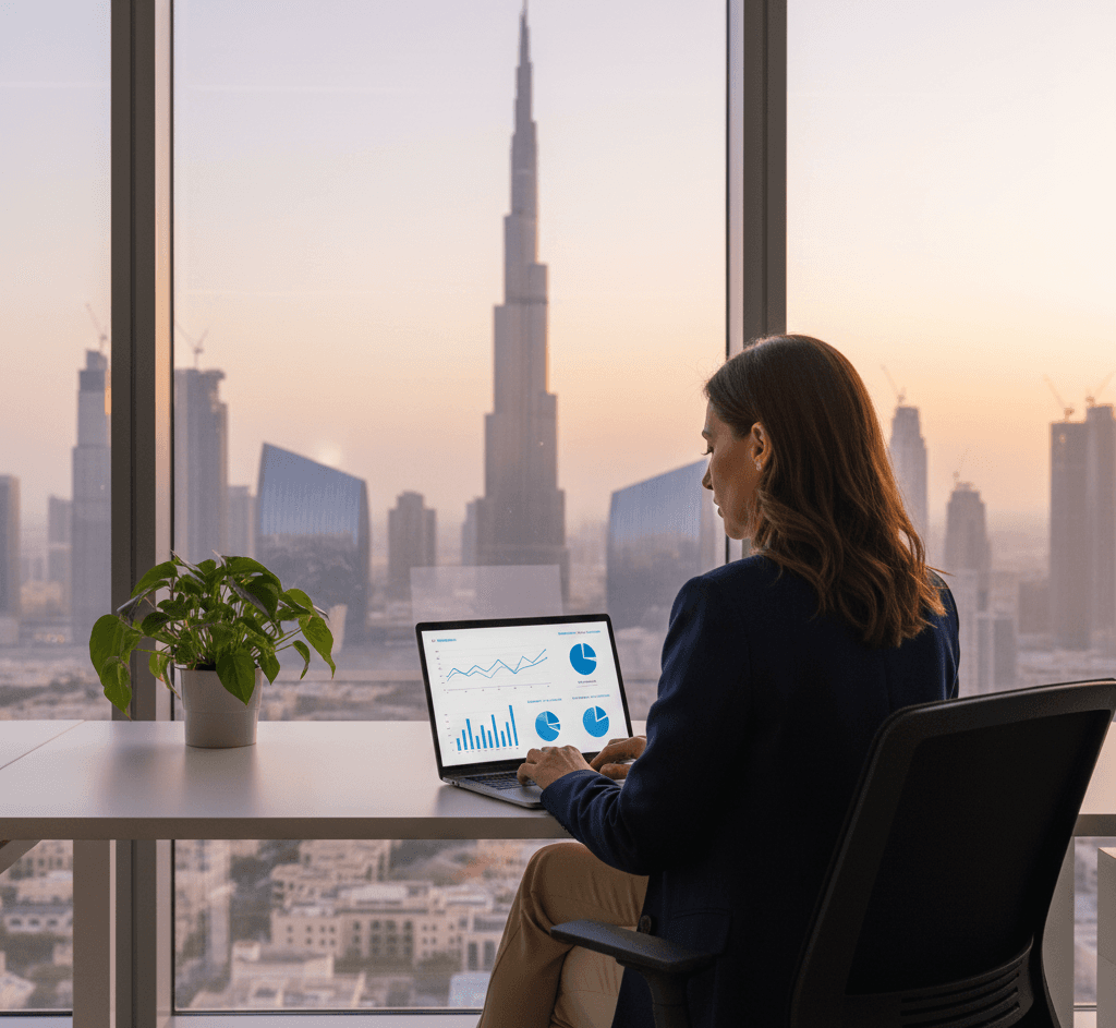 Investor analyzing Dubai property data