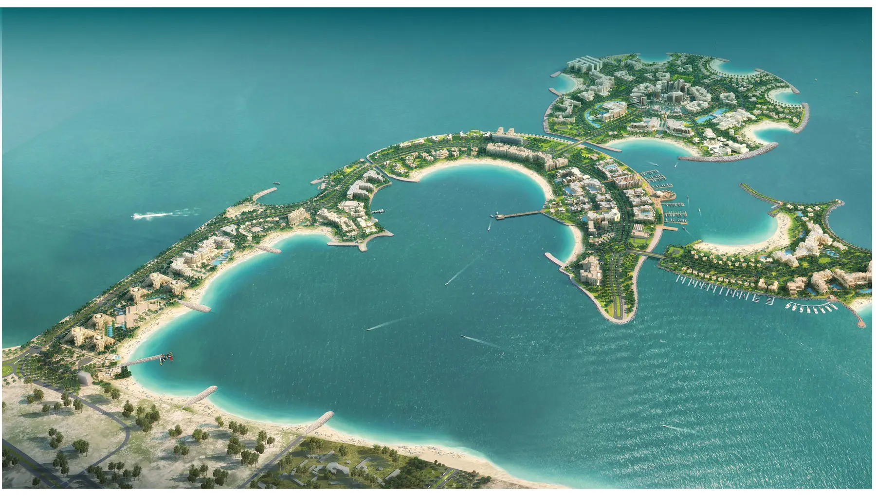 Al Marjan Island, aerial developer render