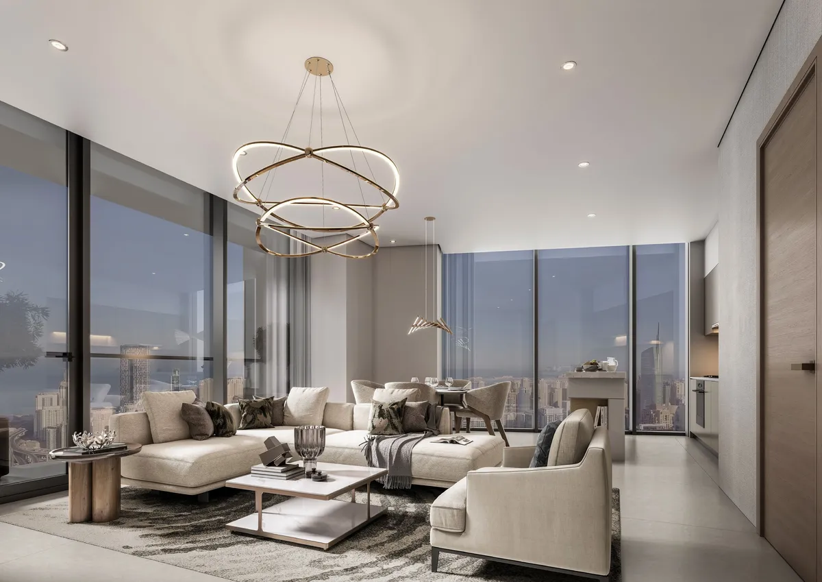 Sobha Central apartment living room, developer render