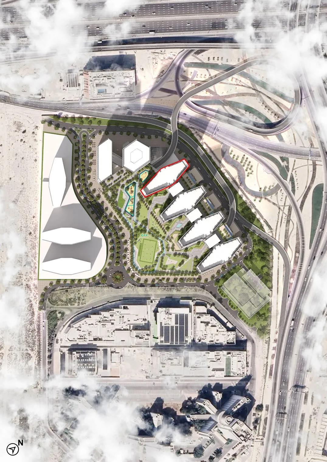 Sobha Central master plan beside Sheikh Zayed Road and Jebel Ali Metro