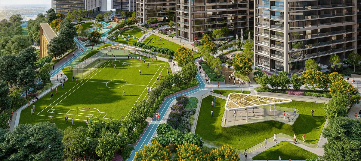 Sobha Central podium park, developer render