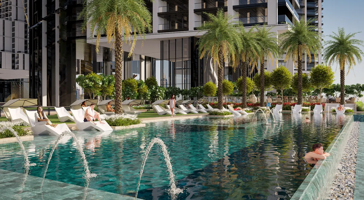 Sobha Central pool deck, developer render