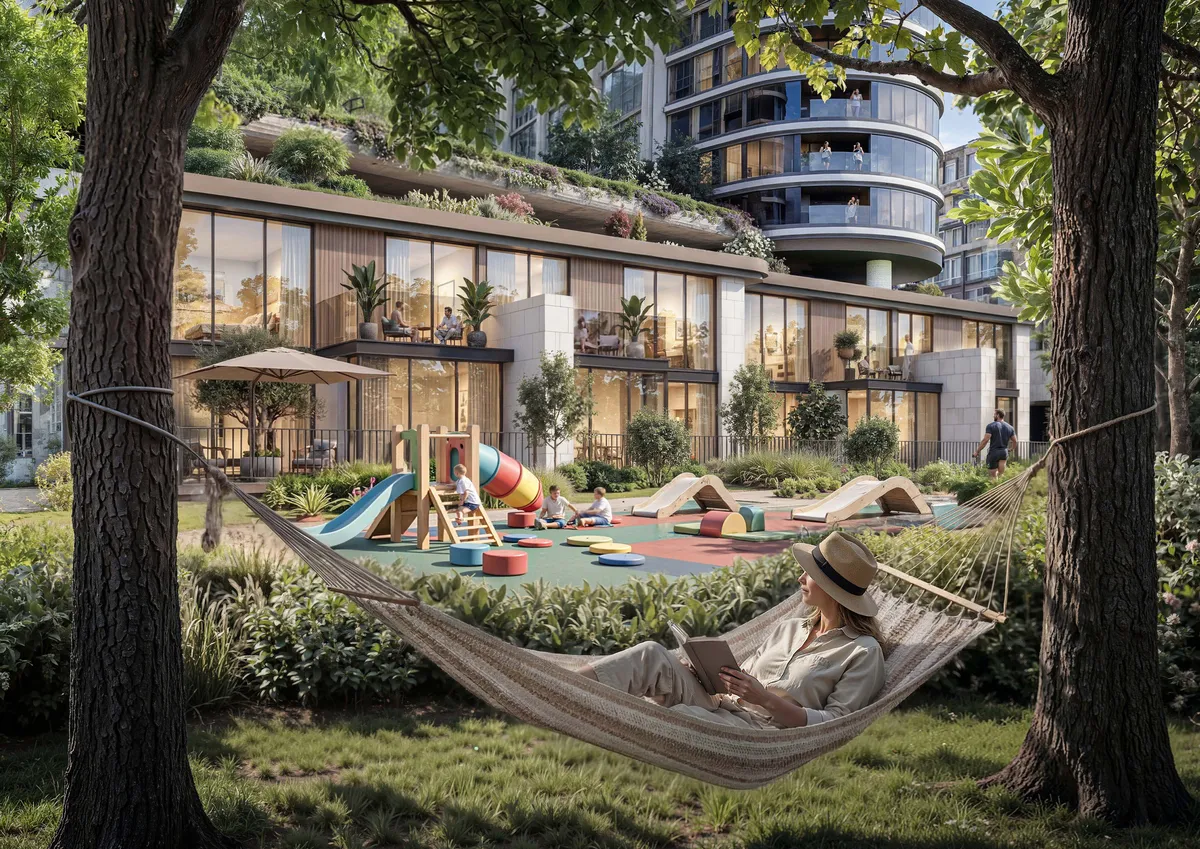 Sobha Sanctuary shaded rest area, developer render