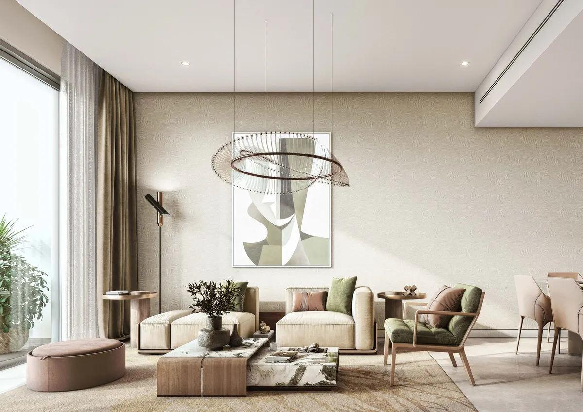Sobha Sanctuary living room, developer render